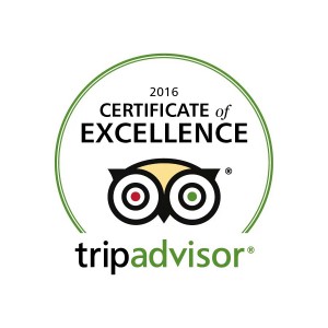 2016 Trip Advisor certificate of excellence