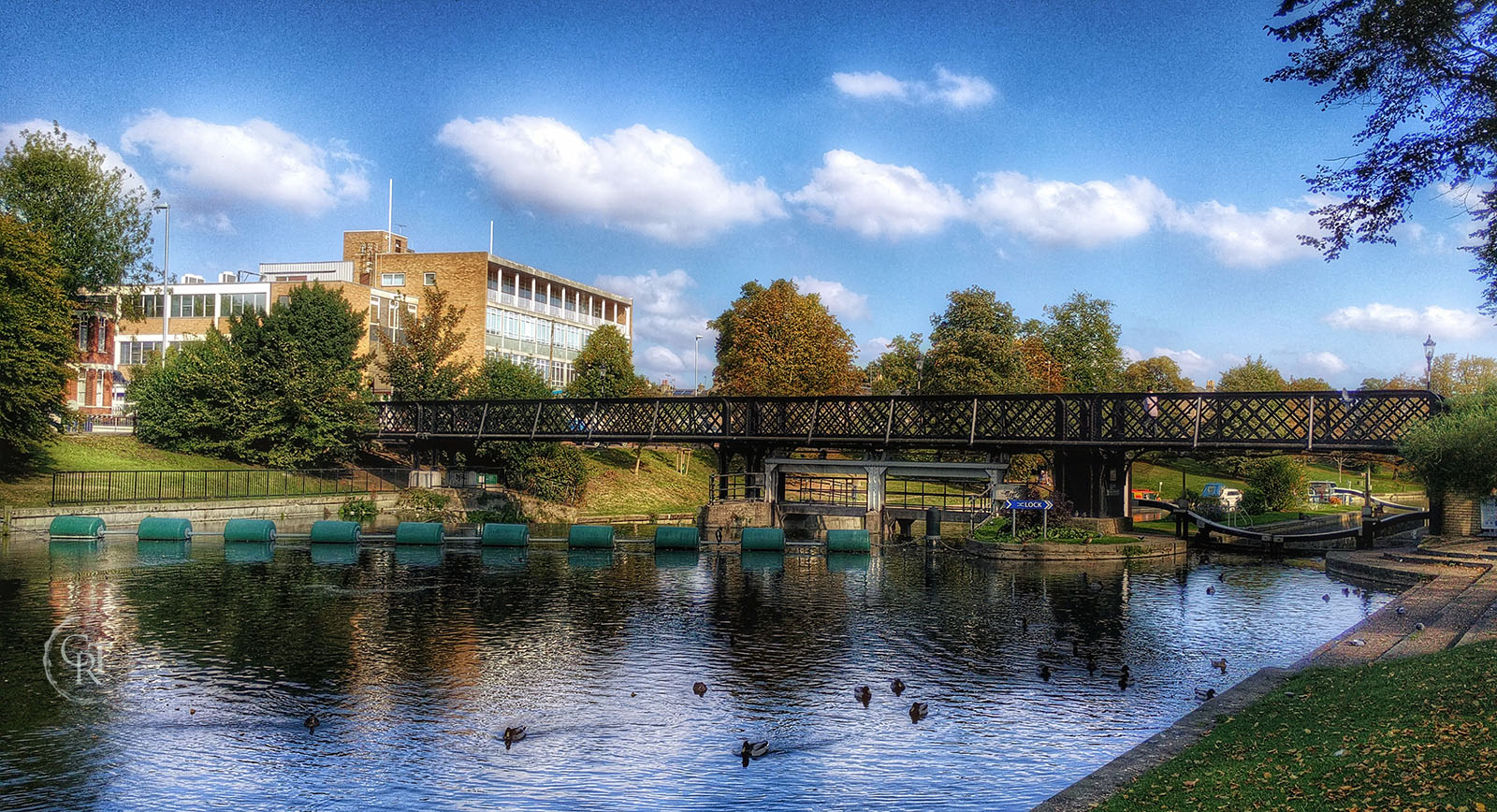 Jesus Green footbridge and lock