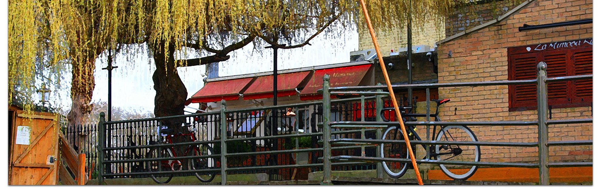 View of the La Mimosa punt station from the River Cam