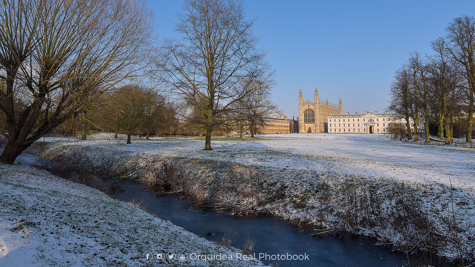 The backs of King's and Clare after the snow