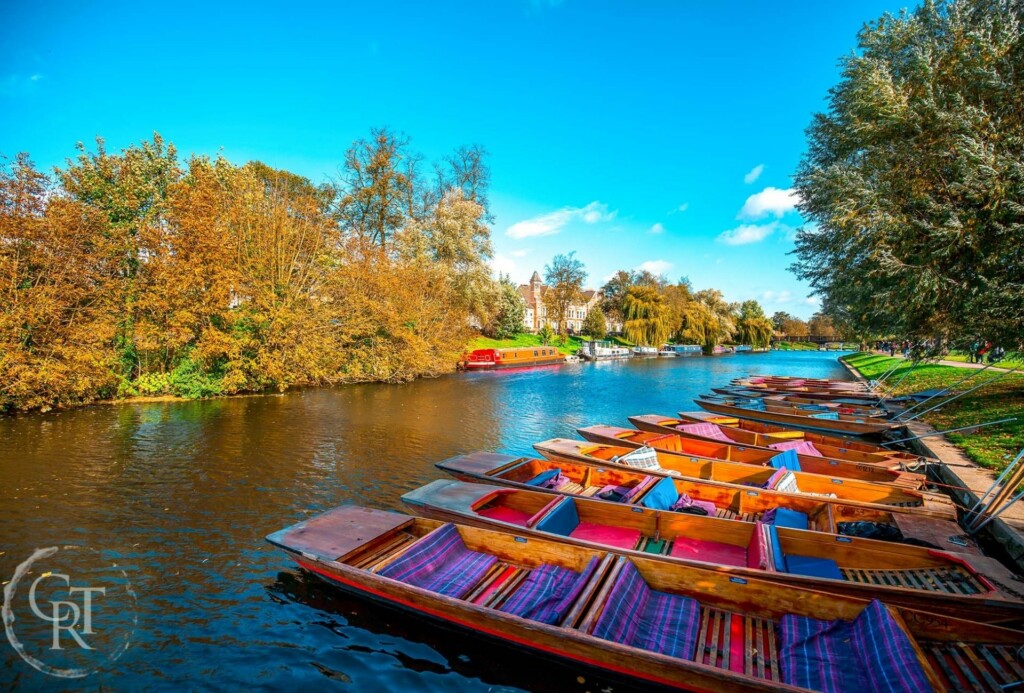 Punts moored up at Jesus Green